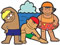 海水浴の子ども3人
