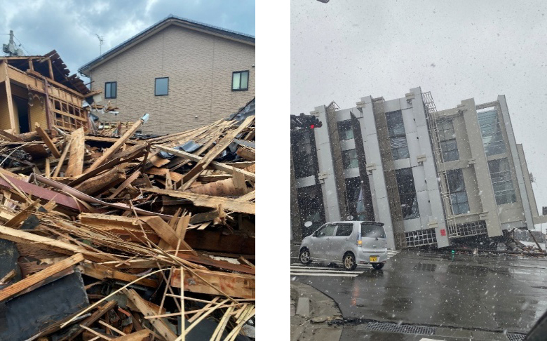 地震直後の被災地の様子